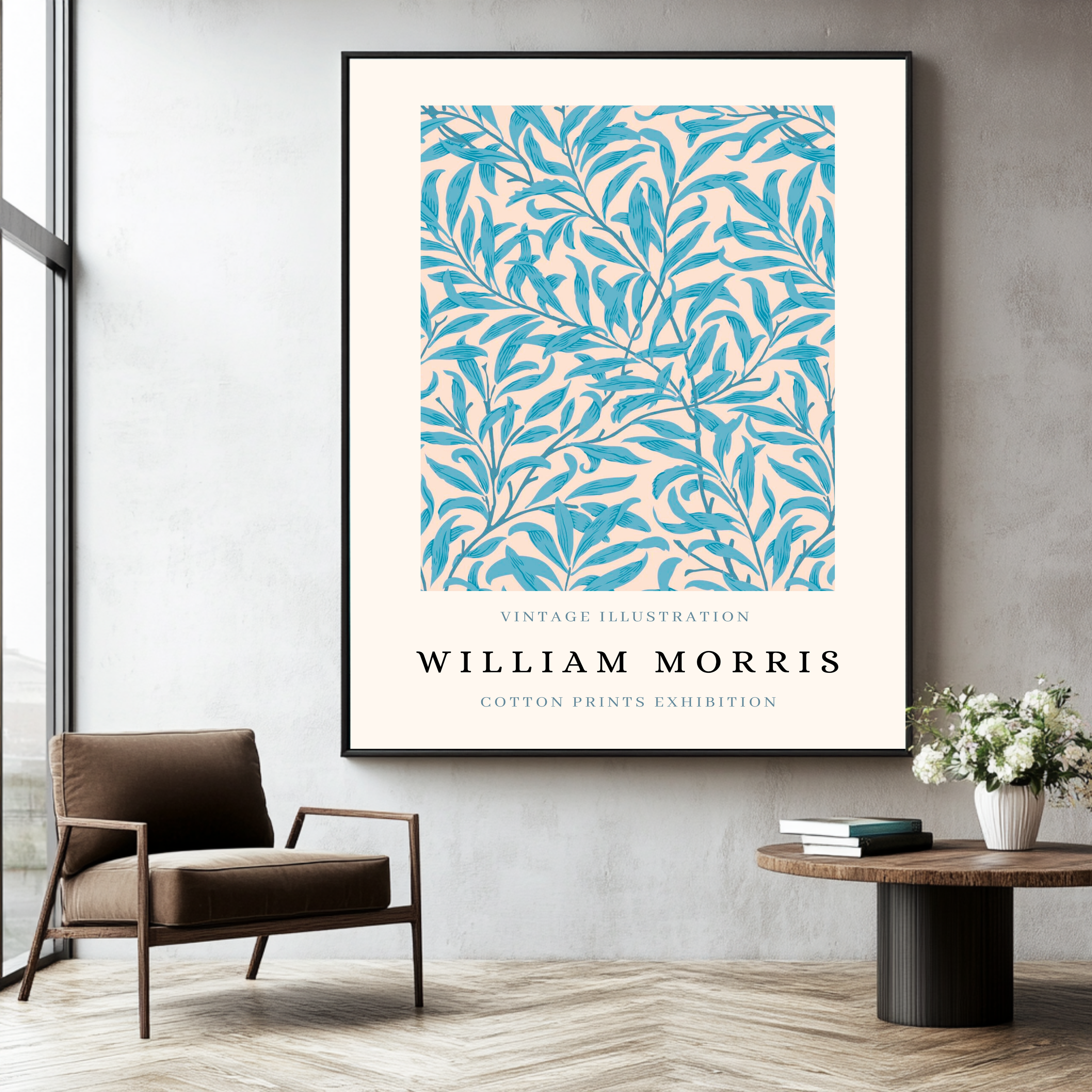 William Morris Leaves Blue Illustration