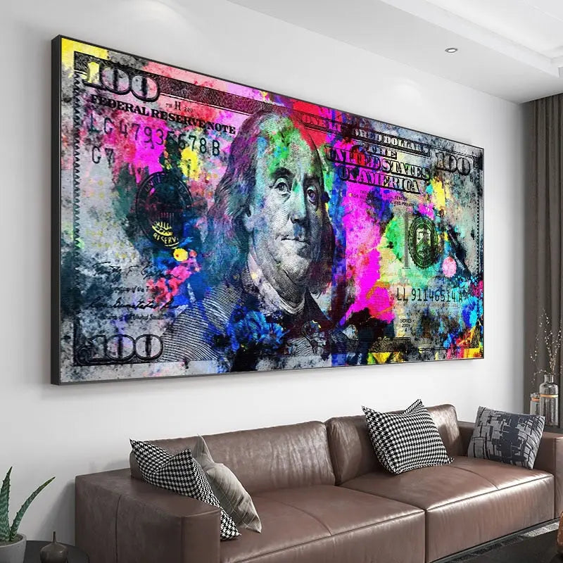 Banconota con pittura Street Art - 60x120cm