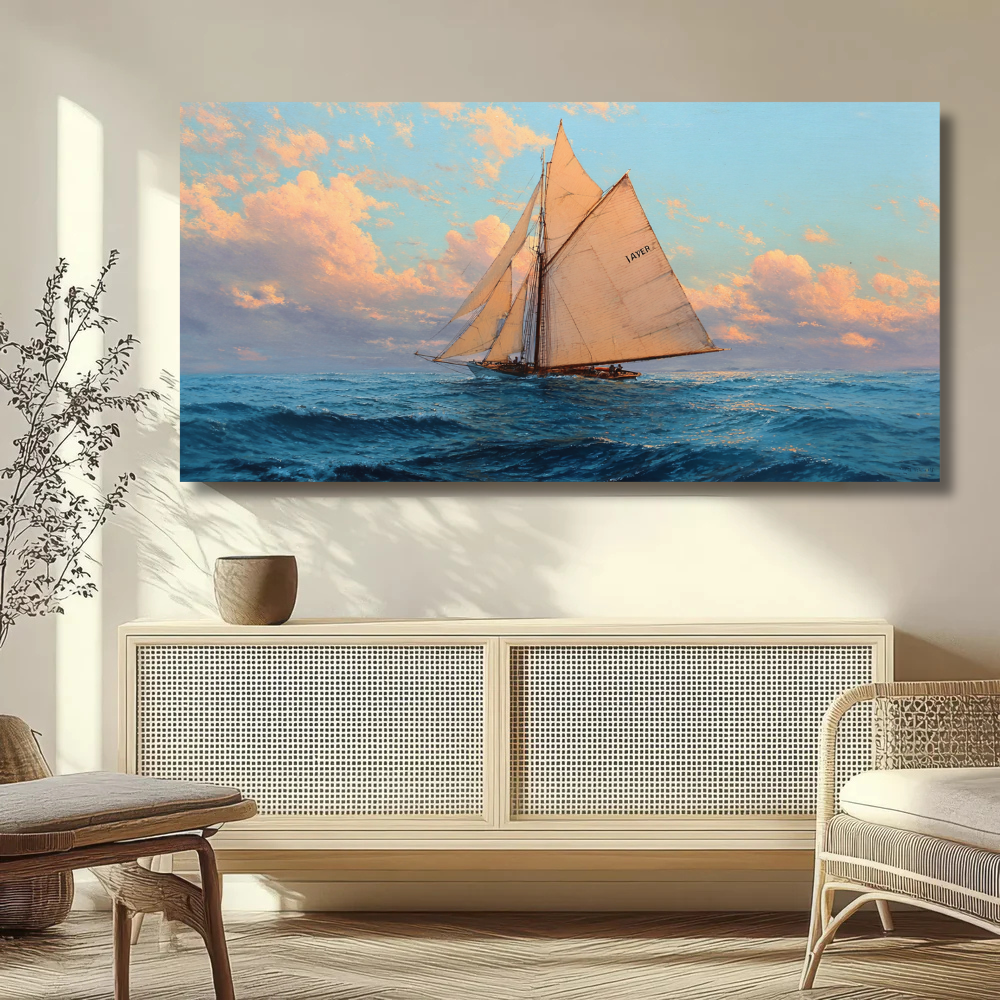 J-Class sailing boat at sea