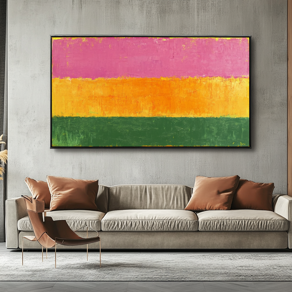 Contrast of Pink Yellow and Green - Mark Rothko