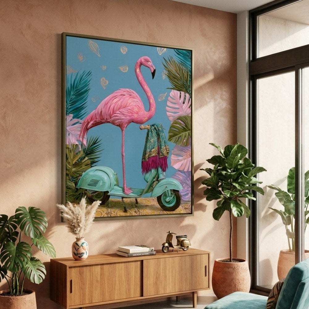 The Flamingo on a Vespa