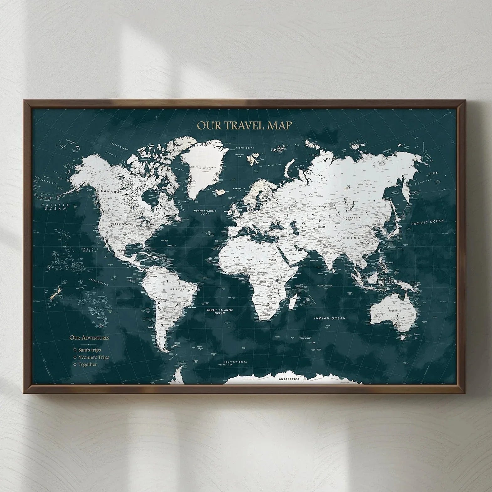 Petrol Blue World Map