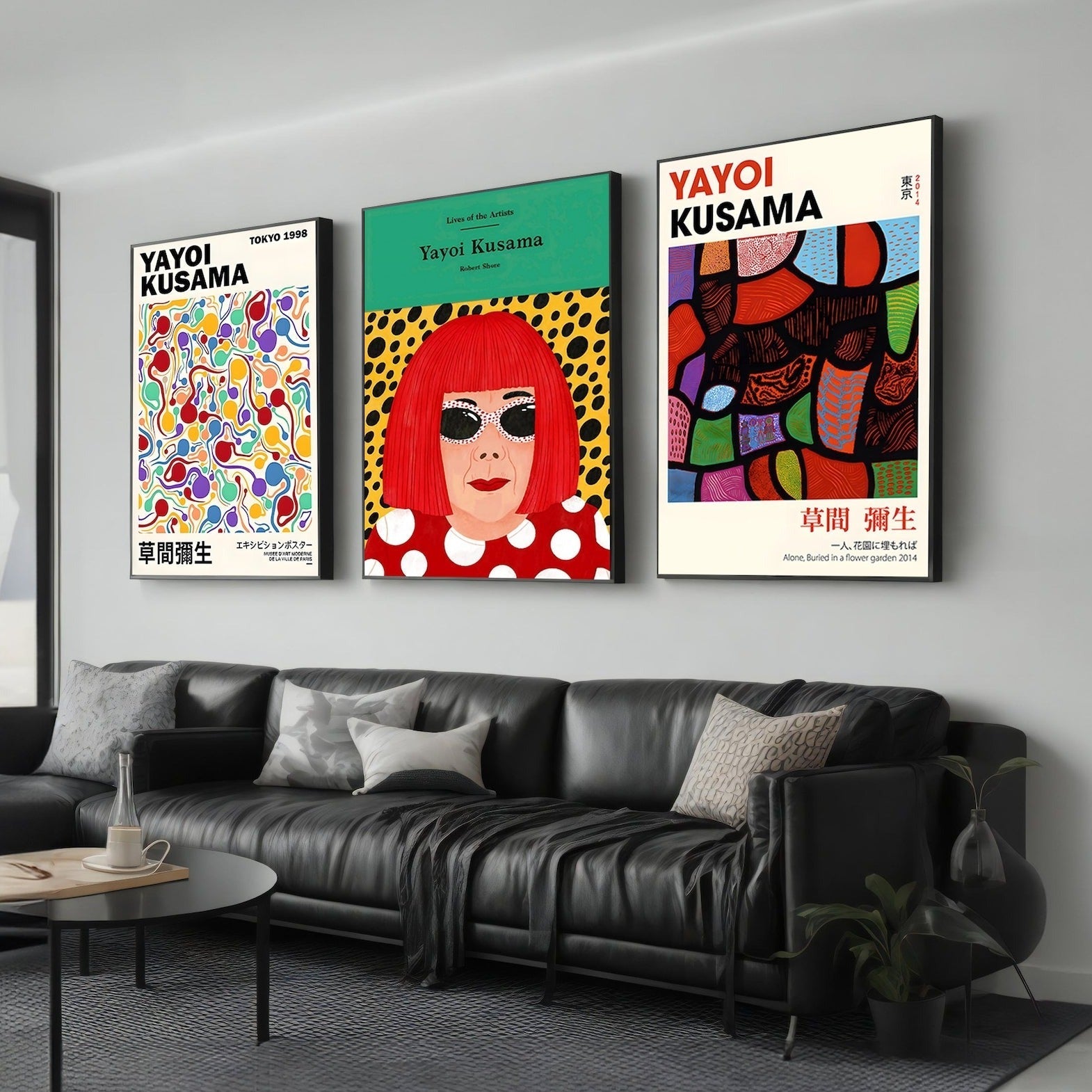 3-piece set Yayoi Kusama, portrait