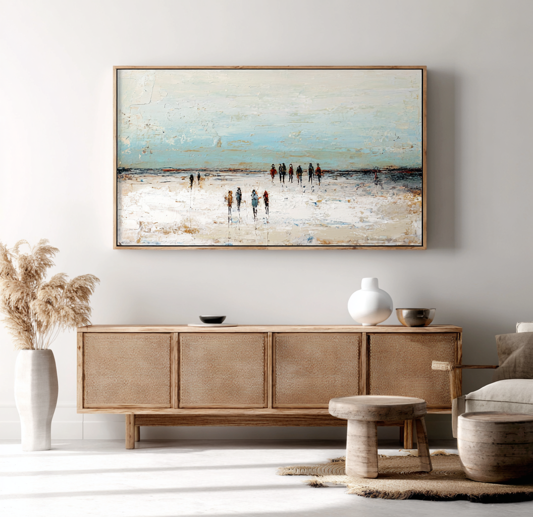People on the sand at the sea