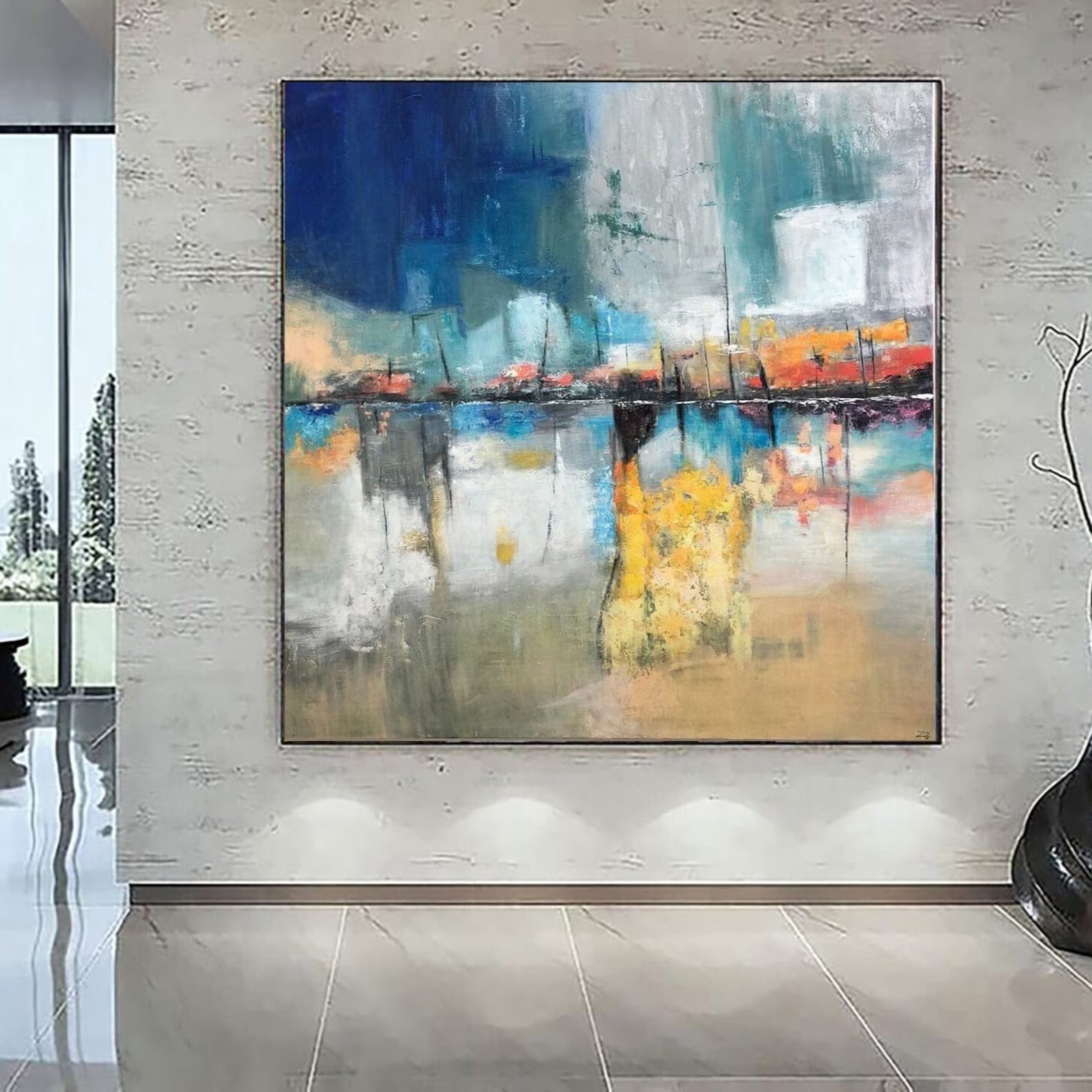 Abstract Ochre and Blue