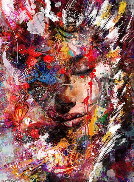 Tela con viso donna Astratto - 60X80cm / 9