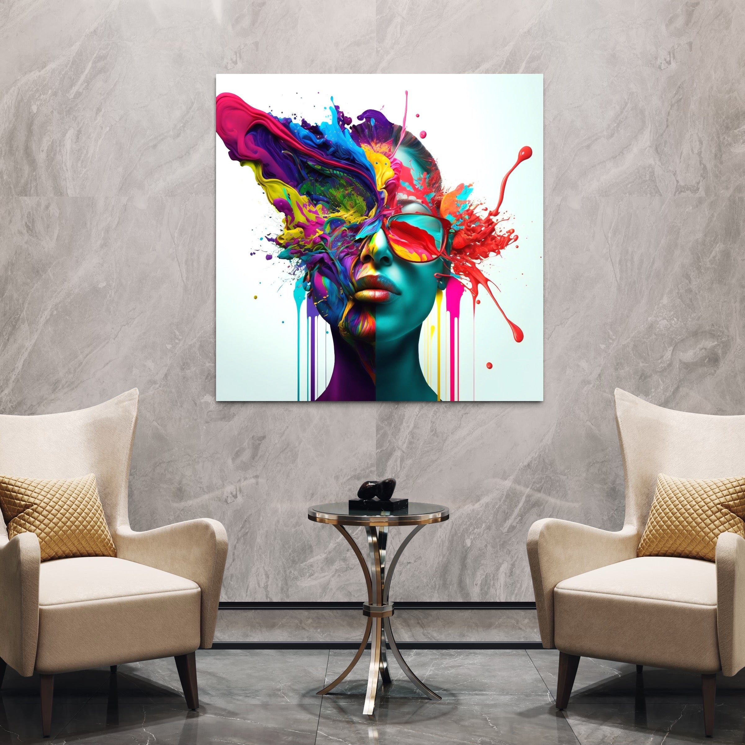 Woman Face with Jets of Color