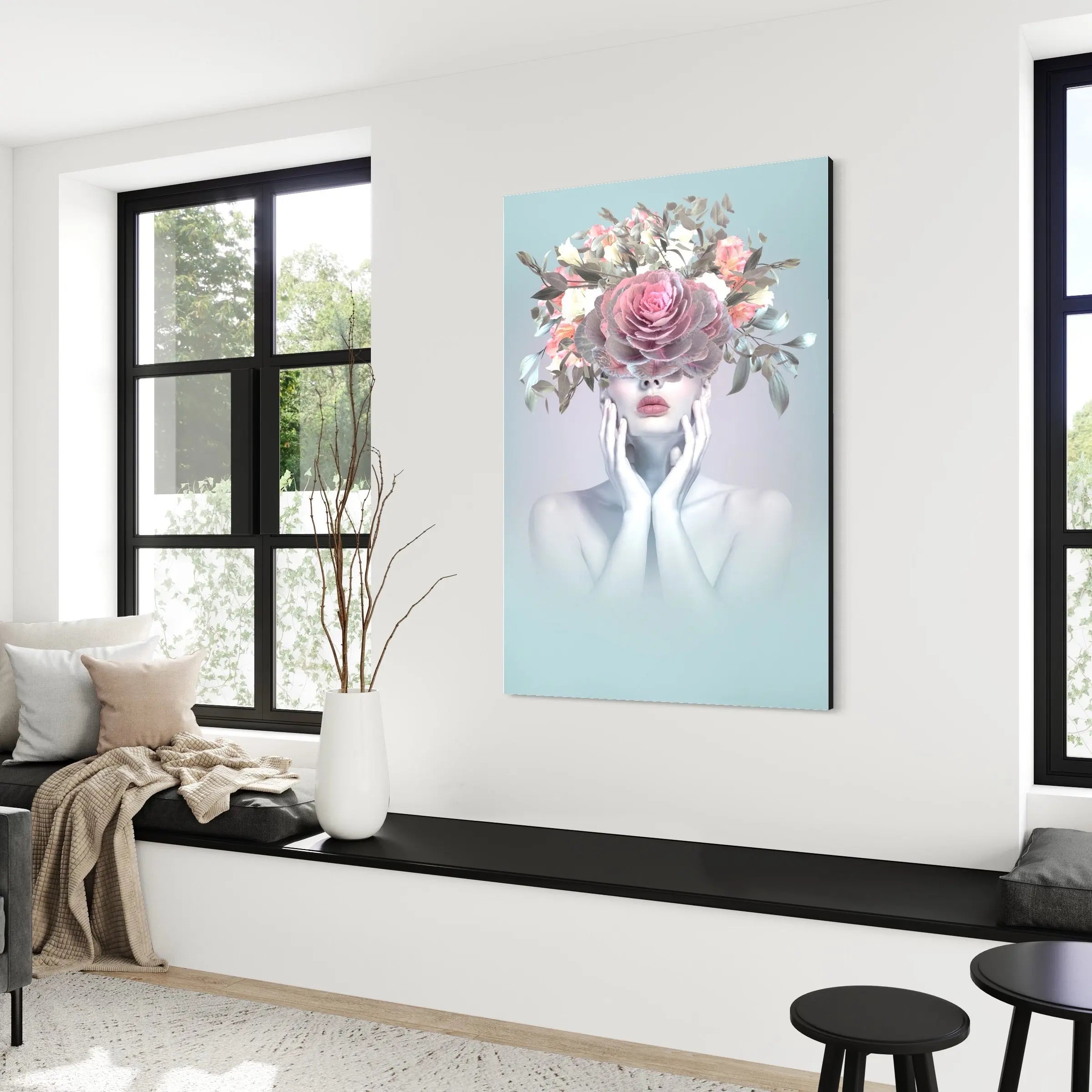 Woman with Bouquet of Flowers