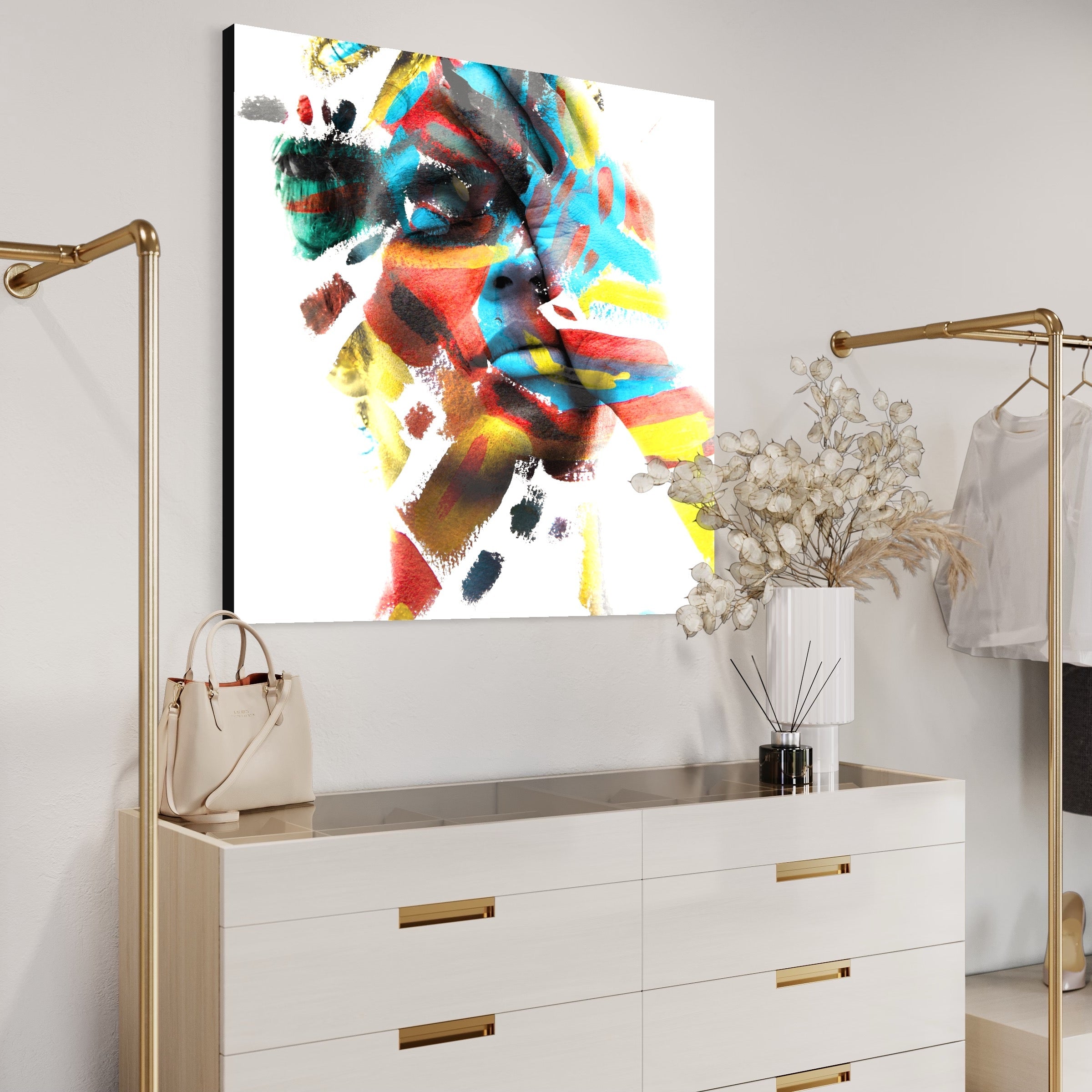 Woman Face with Various Shades of Color