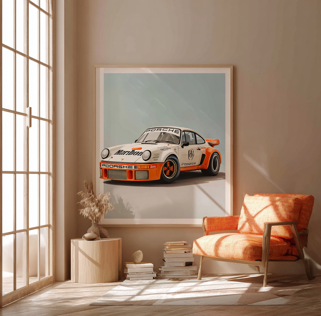 Orange and White Porsche Marlboro