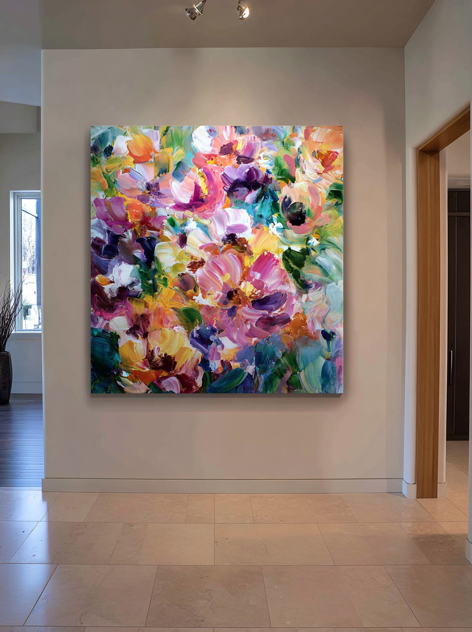 Abstract of multicolored flowers