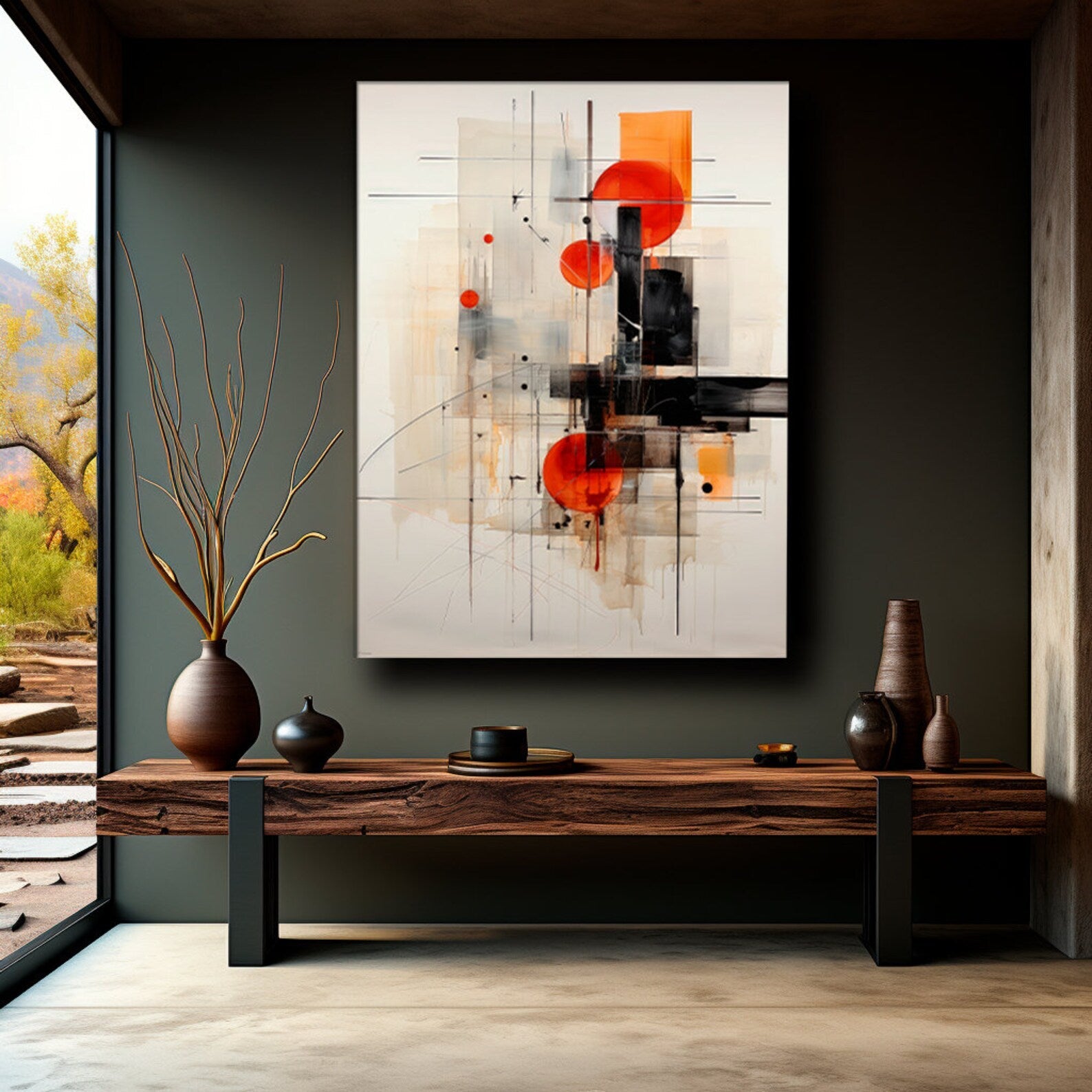 Modern Composition with Red