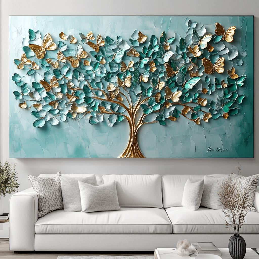 Turquoise and Gold Butterfly Tree
