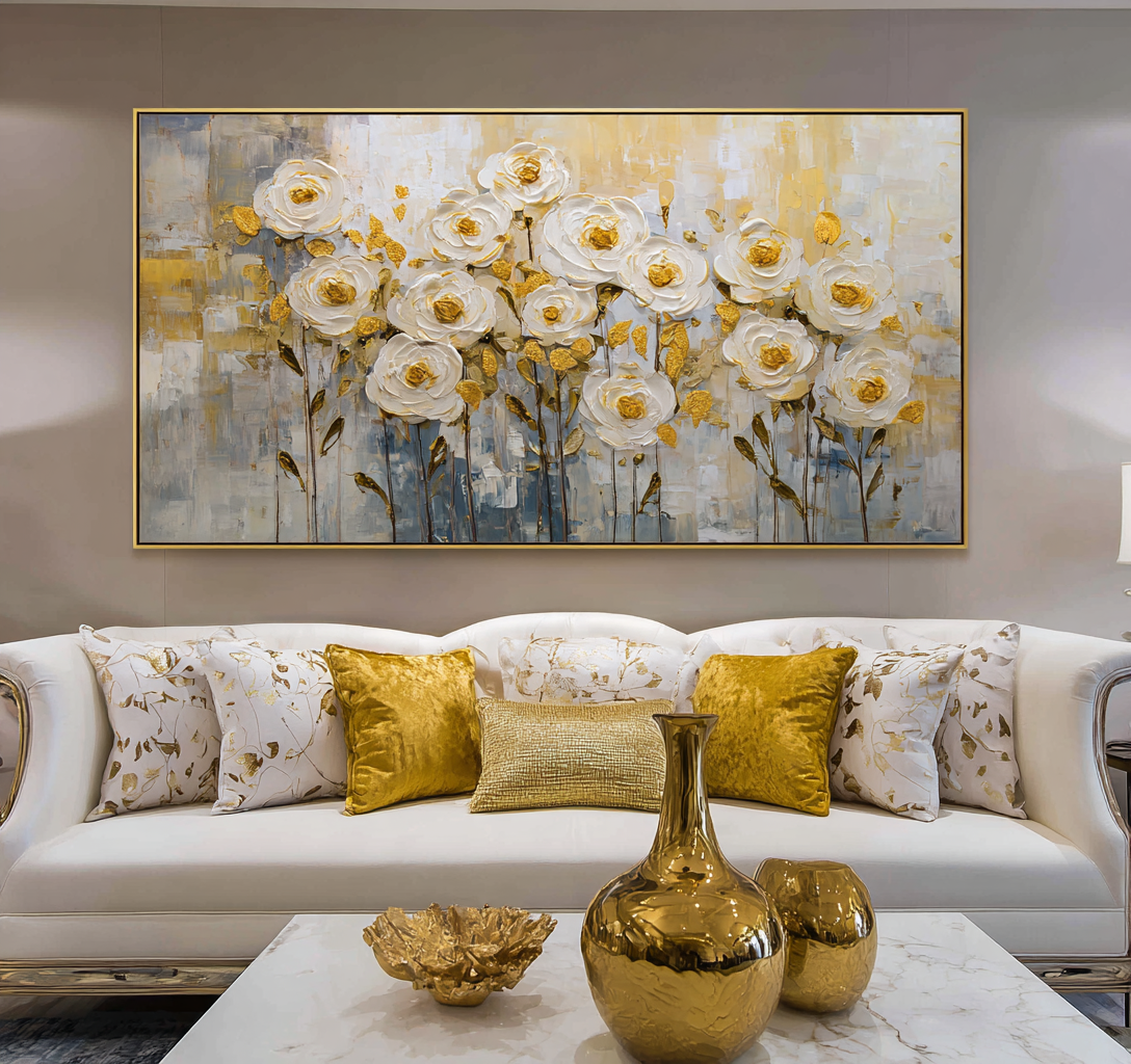Flowers and white circles