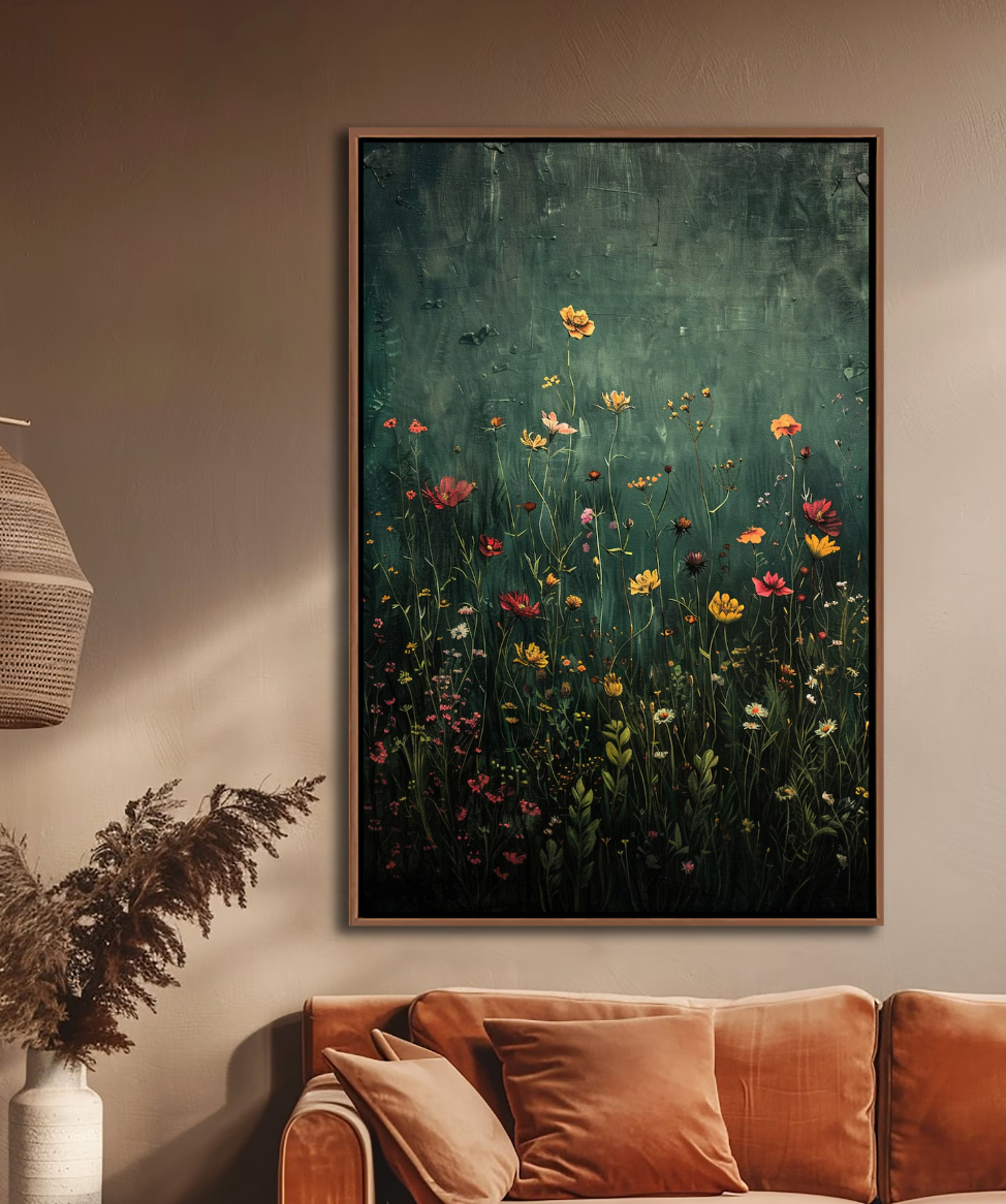 Flowers in blue-green