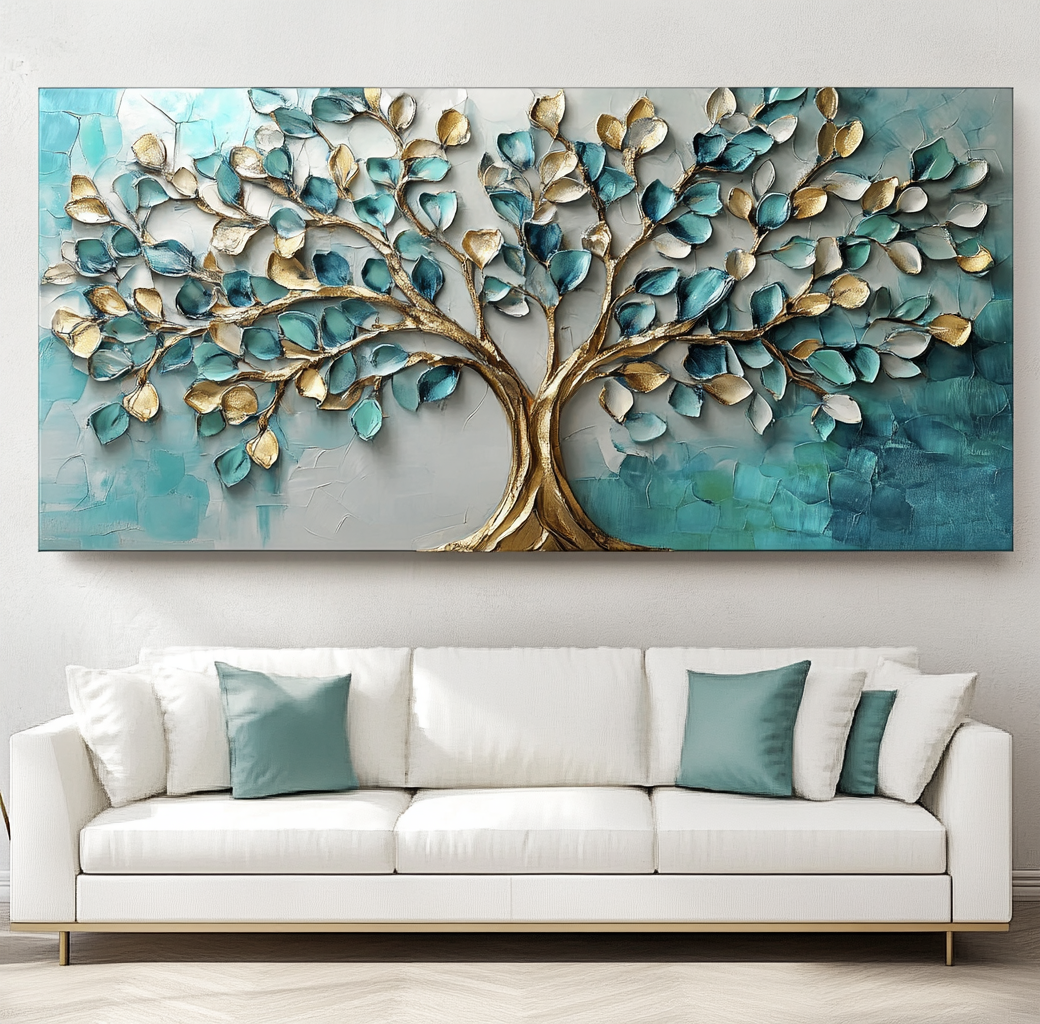 Turquoise Tree and Golden Foliage