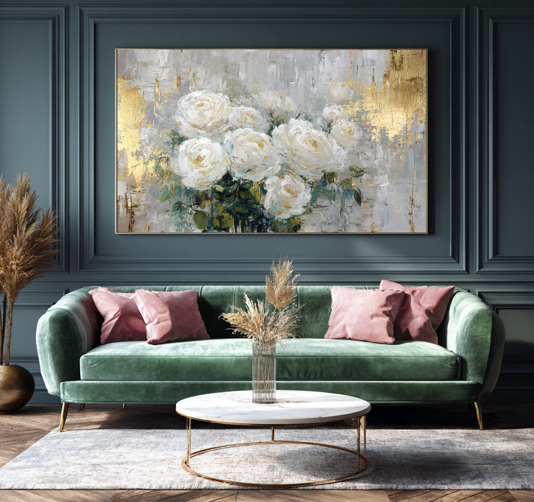 White Geraniums and Gold