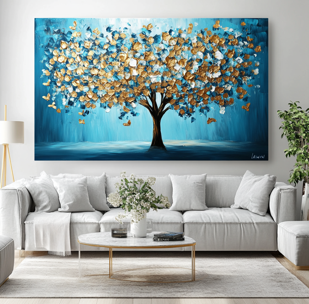 Tree in Turquoise and Gold