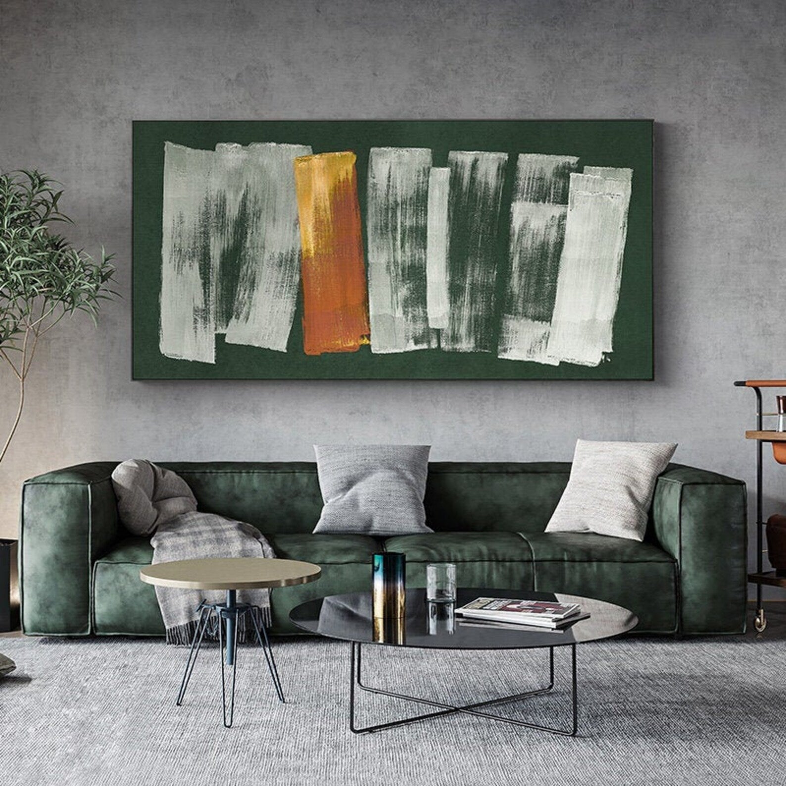 Green, white and Ochre
