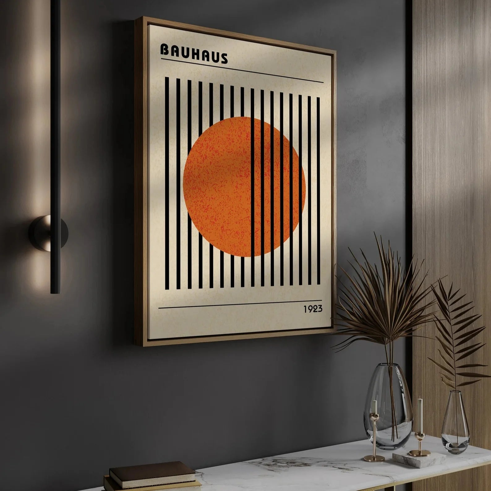Bauhaus Orange Circle and Lines