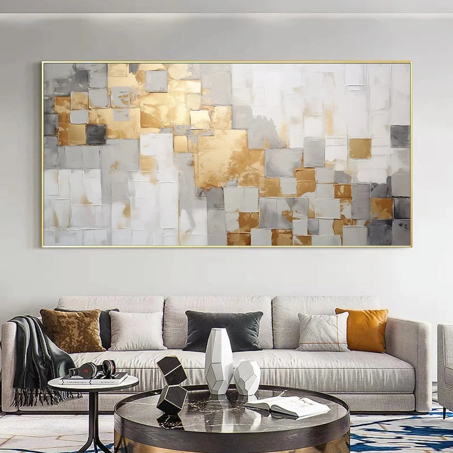 White and gold squares