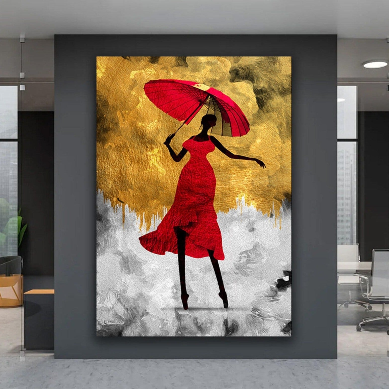 The woman in red