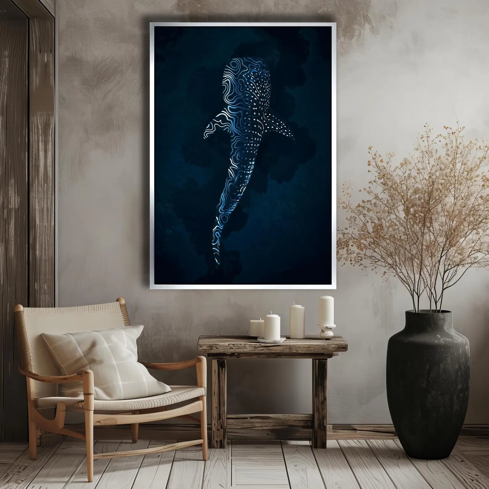 Whale Shark in Deep Blue Lines