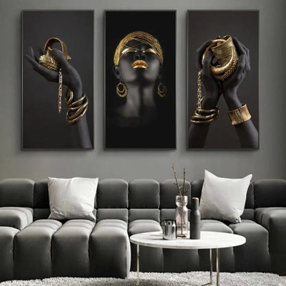Hands Intertwined with Gold Objects