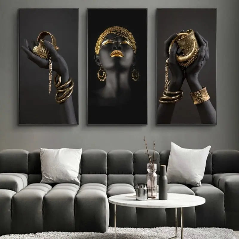 Hands Intertwined with Gold Objects