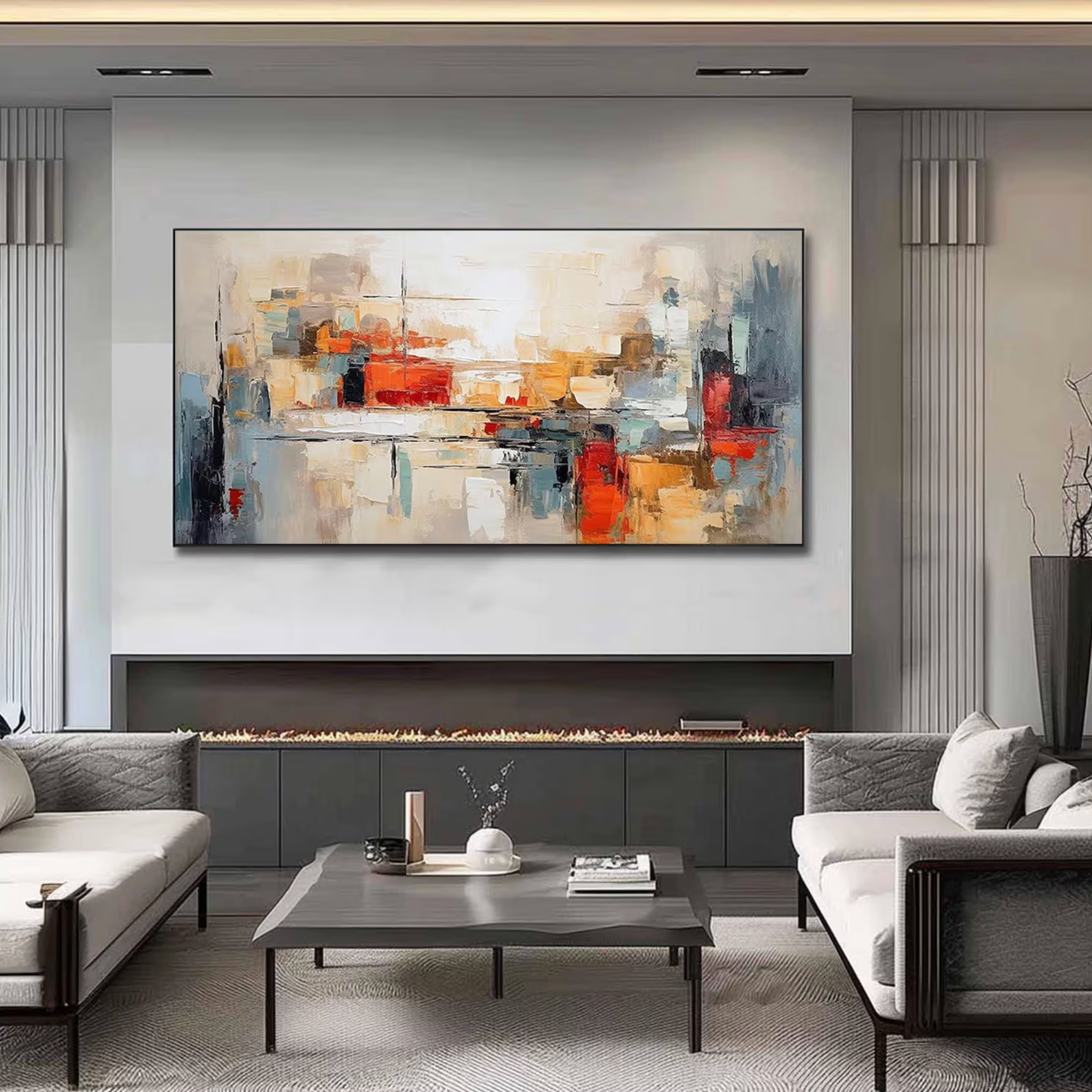 Colorful brushstrokes in red